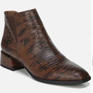 New FRANCO SARTO Nico Faux Leather Snake skin ankle bootie brown & black boots 6